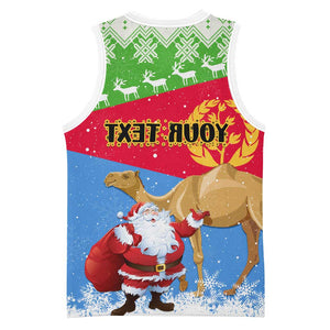 Custom Eritrea Christmas Basketball Jersey with Santa Claus and Dromedary Camel - African Pride