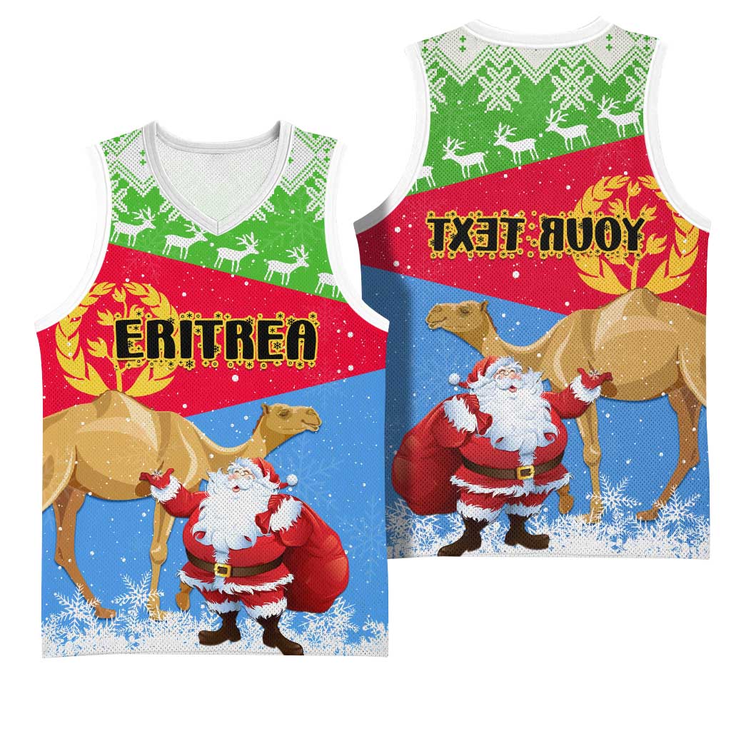 Custom Eritrea Christmas Basketball Jersey with Santa Claus and Dromedary Camel - African Pride