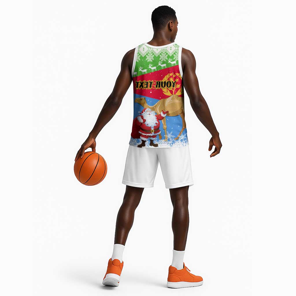 Custom Eritrea Christmas Basketball Jersey with Santa Claus and Dromedary Camel - African Pride