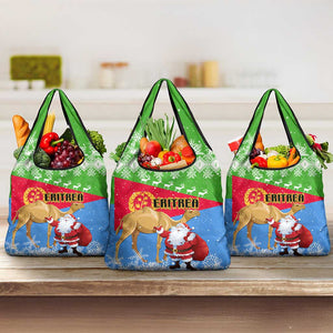 Eritrea Christmas Grocery Bag with Santa Claus and Dromedary Camel