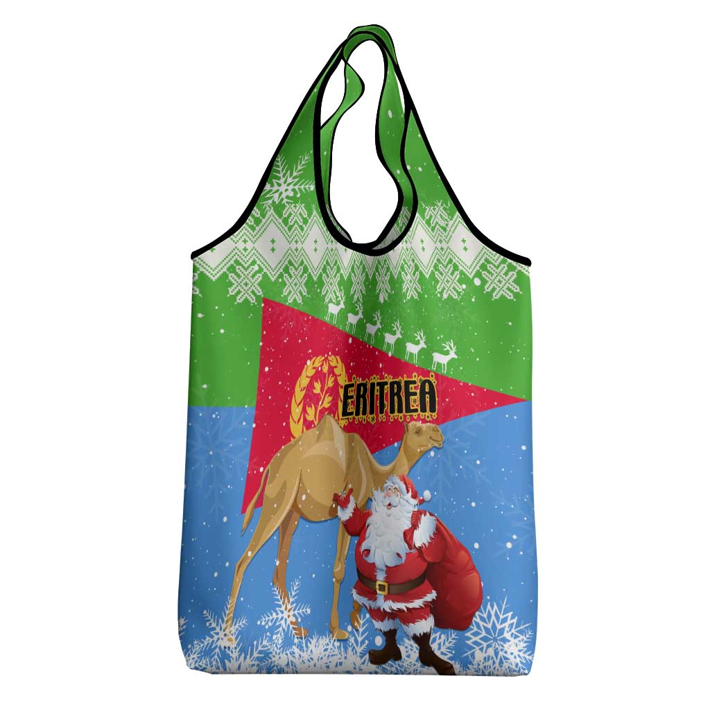 Eritrea Christmas Grocery Bag with Santa Claus and Dromedary Camel