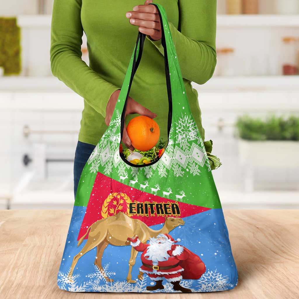 Eritrea Christmas Grocery Bag with Santa Claus and Dromedary Camel