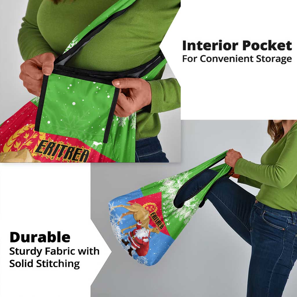 Eritrea Christmas Grocery Bag with Santa Claus and Dromedary Camel
