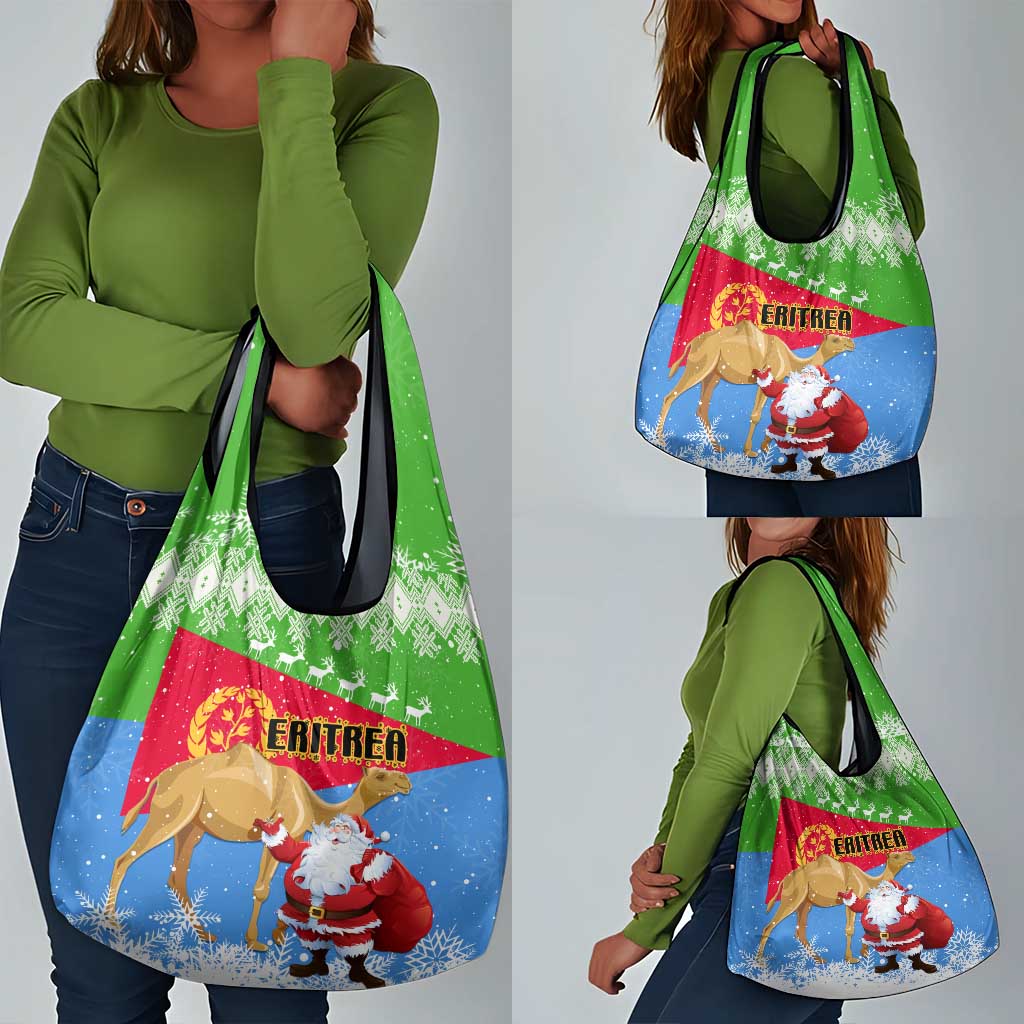 Eritrea Christmas Grocery Bag with Santa Claus and Dromedary Camel