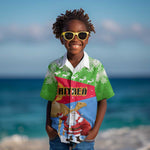 Custom Eritrea Christmas Kid Hawaiian Shirt with Santa Claus and Dromedary Camel