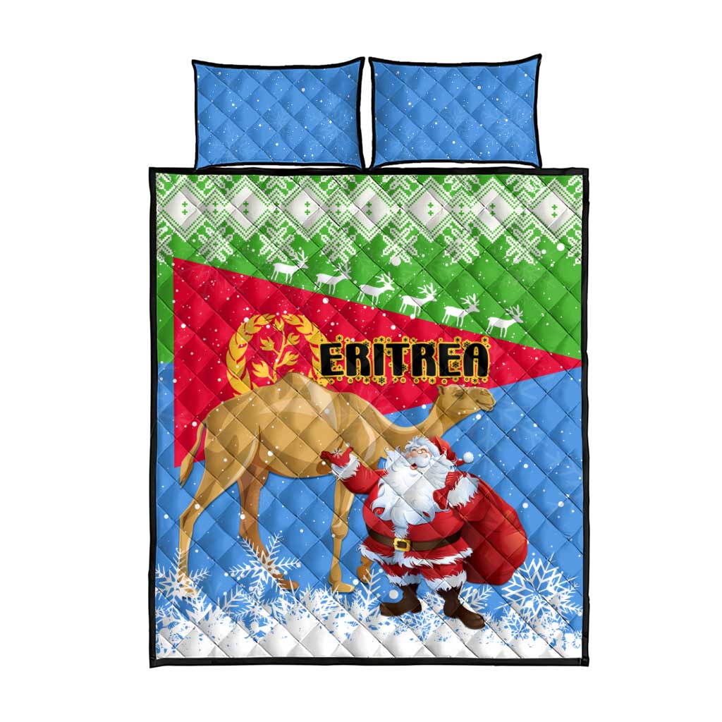 Eritrea Christmas Quilt Bed Set with Santa Claus and Dromedary Camel