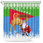 Eritrea Christmas Shower Curtain with Santa Claus and Dromedary Camel