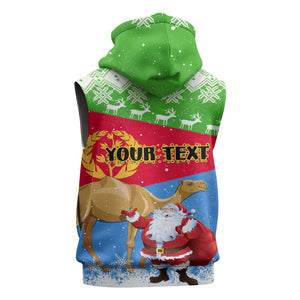 Custom Eritrea Christmas Sleeveless Hoodie with Santa Claus and Dromedary Camel - African Pride