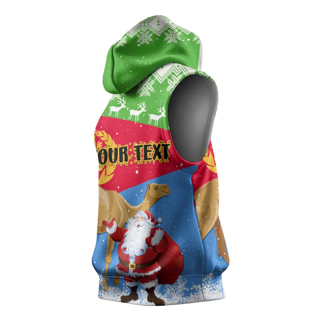 Custom Eritrea Christmas Sleeveless Hoodie with Santa Claus and Dromedary Camel - African Pride