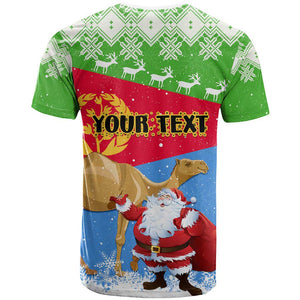 Custom Eritrea Christmas T shirt with Santa Claus and Dromedary Camel