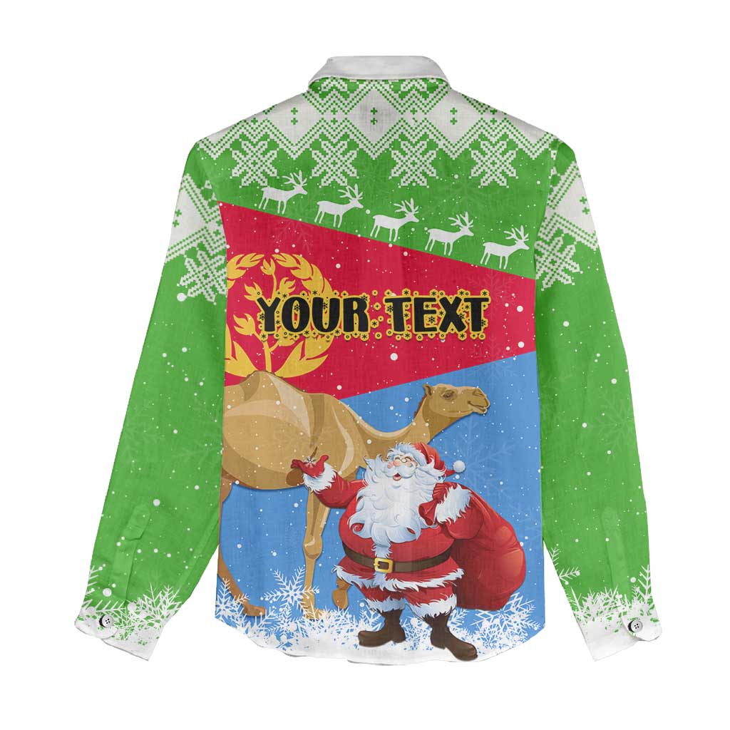 Custom Eritrea Christmas Women Casual Shirt with Santa Claus and Dromedary Camel LT01