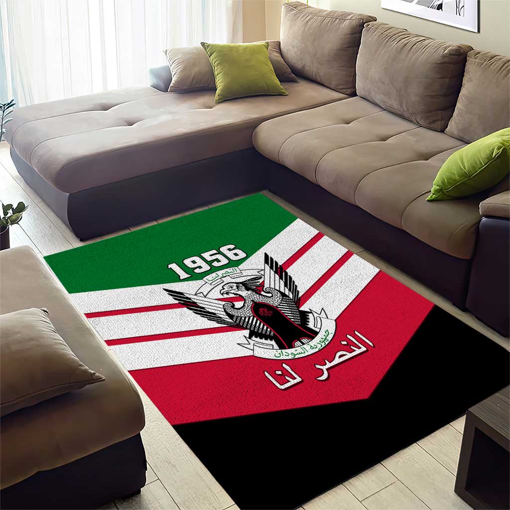 Sudan Independence Day Area Rug with Sudanese Secretary Bird