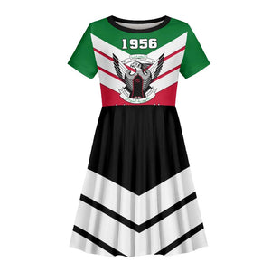 Sudan Independence Day Kid Short Sleeve Dress with Sudanese Secretary Bird