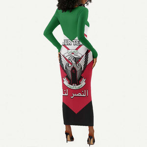 Sudan Independence Day Long Sleeve Bodycon Dress with Sudanese Secretary Bird LT01