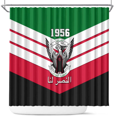 Sudan Independence Day Shower Curtain with Sudanese Secretary Bird