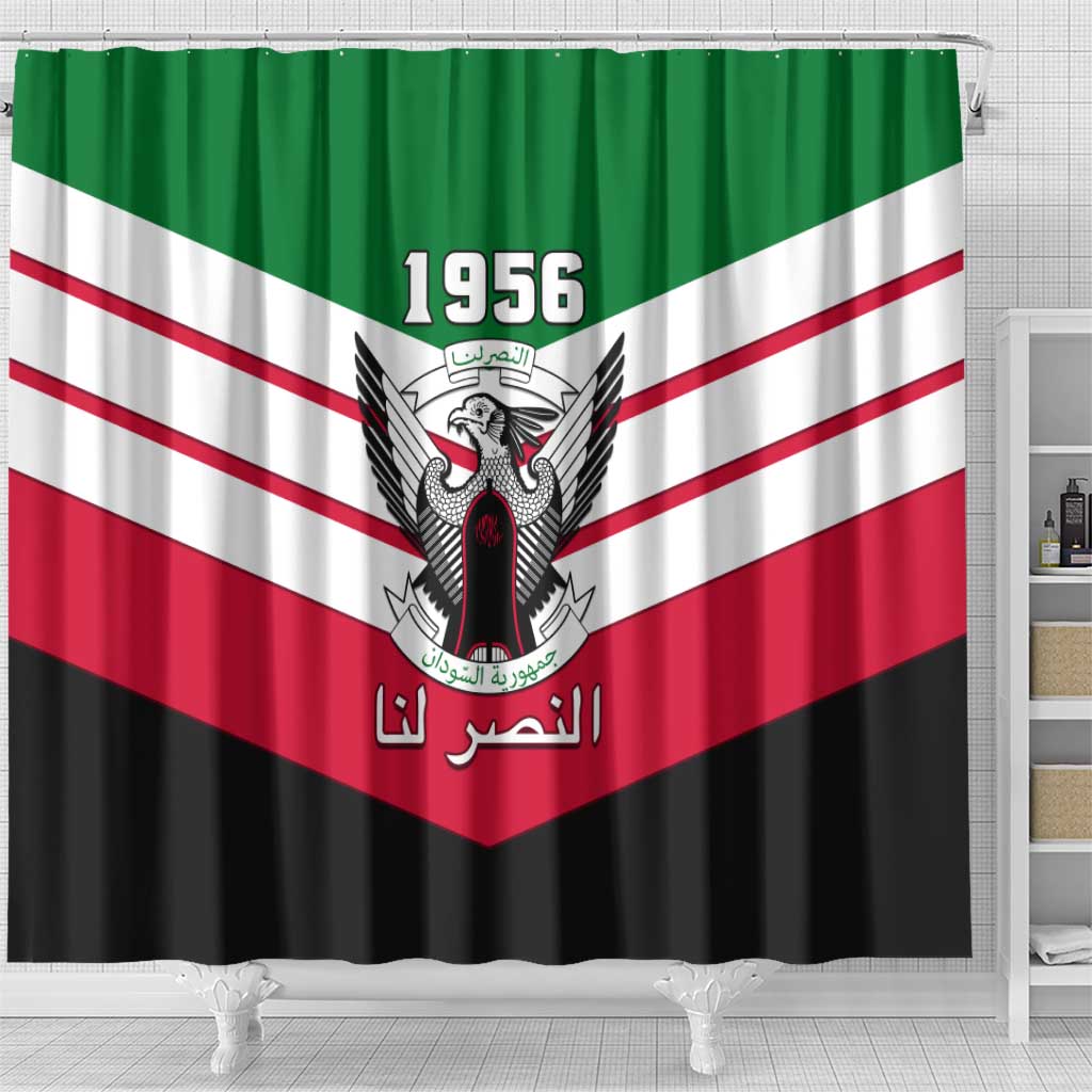 Sudan Independence Day Shower Curtain with Sudanese Secretary Bird