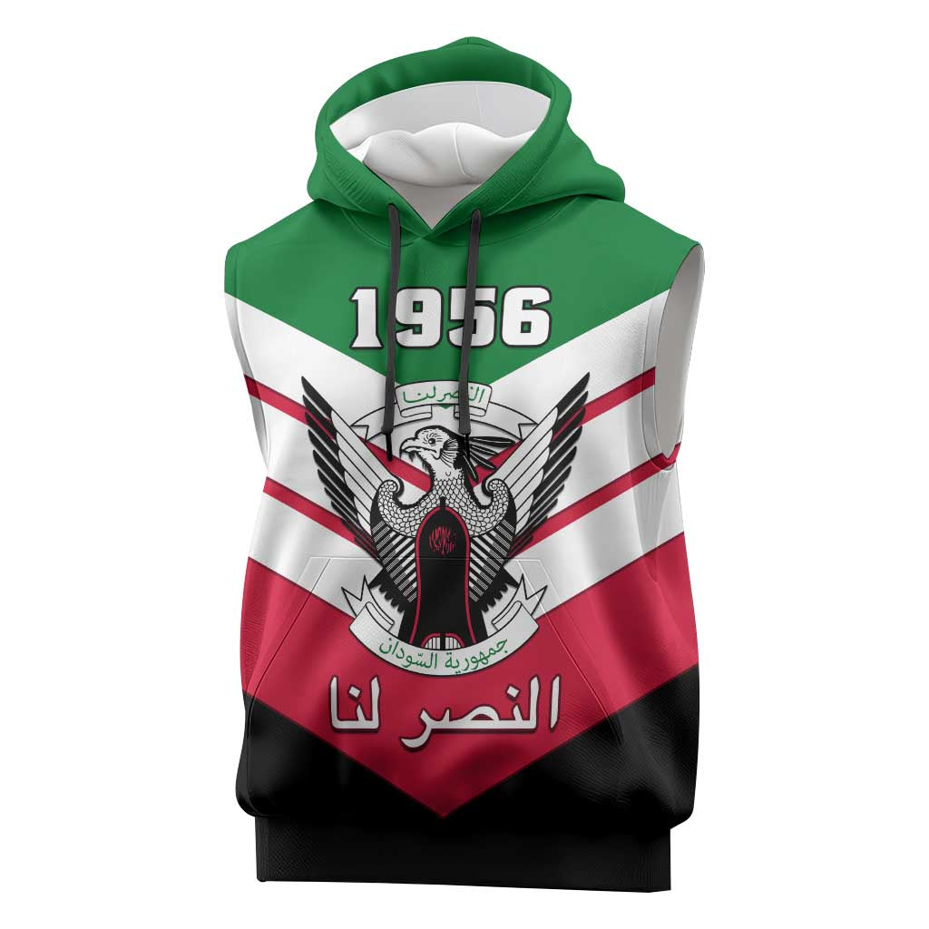 Sudan Independence Day Sleeveless Hoodie with Sudanese Secretary Bird - African Pride