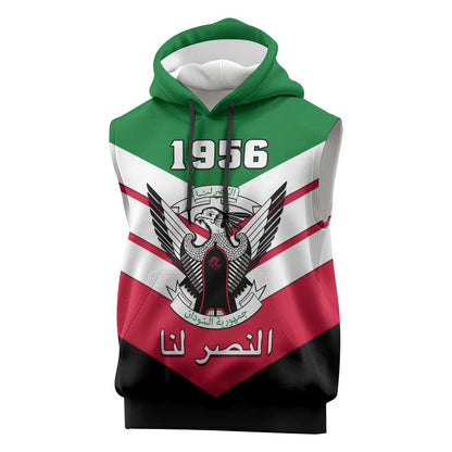 Sudan Independence Day Sleeveless Hoodie with Sudanese Secretary Bird - African Pride