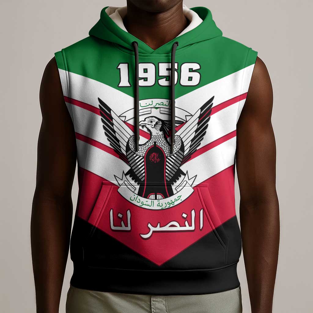 Sudan Independence Day Sleeveless Hoodie with Sudanese Secretary Bird - African Pride