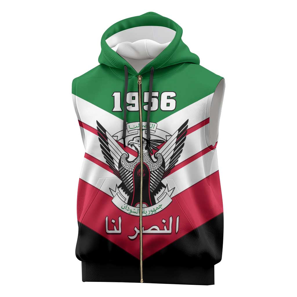 Sudan Independence Day Sleeveless Zip Hoodie with Sudanese Secretary Bird - African Pride