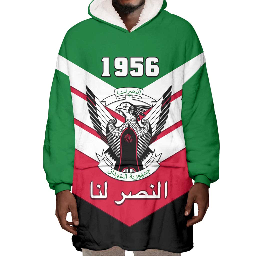 Sudan Independence Day Wearable Blanket Hoodie with Sudanese Secretary Bird