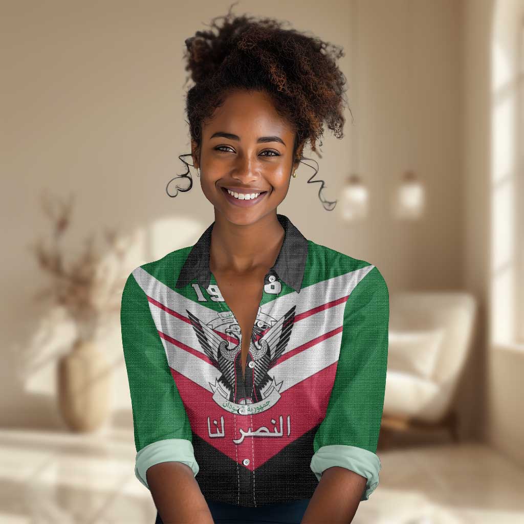 Sudan Independence Day Women Casual Shirt with Sudanese Secretary Bird LT01