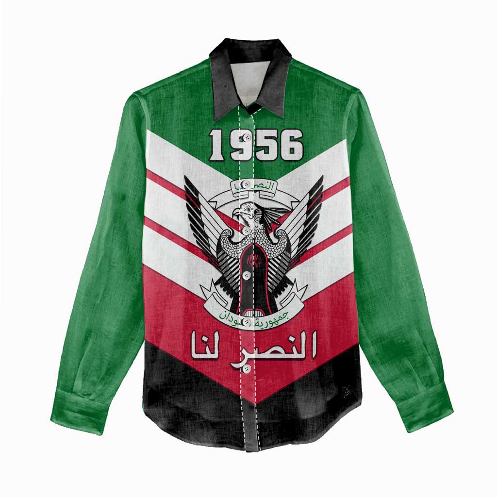 Sudan Independence Day Women Casual Shirt with Sudanese Secretary Bird LT01