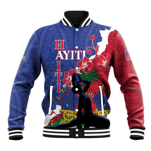 Personalised Afro Haiti Le Marron Inconnu Baseball Jacket Dashiki Mix Polynesian Pattern