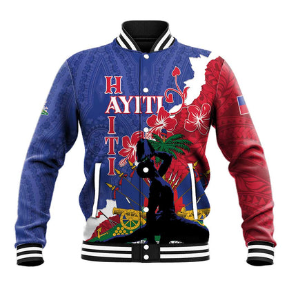 Personalised Afro Haiti Le Marron Inconnu Baseball Jacket Dashiki Mix Polynesian Pattern