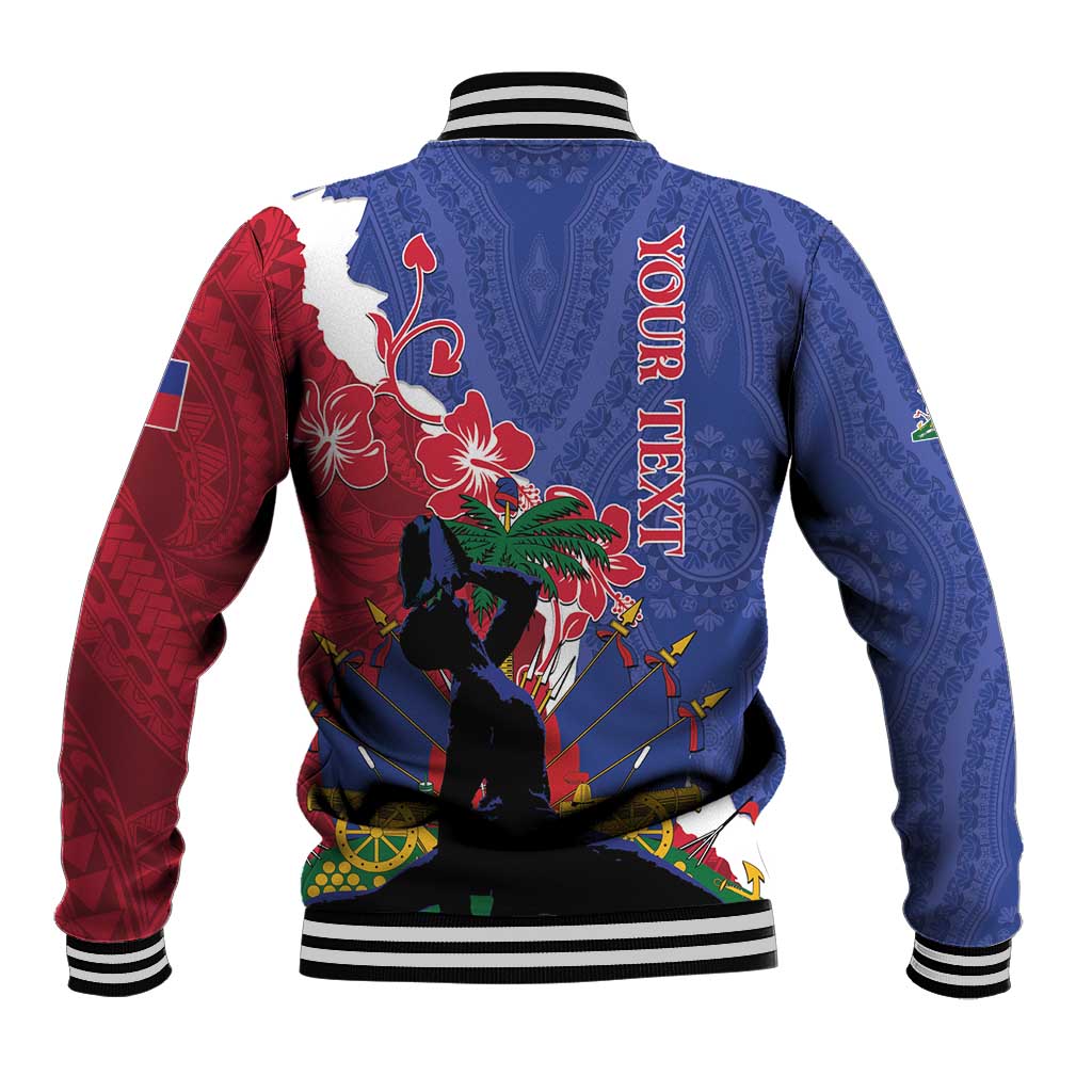 Personalised Afro Haiti Le Marron Inconnu Baseball Jacket Dashiki Mix Polynesian Pattern