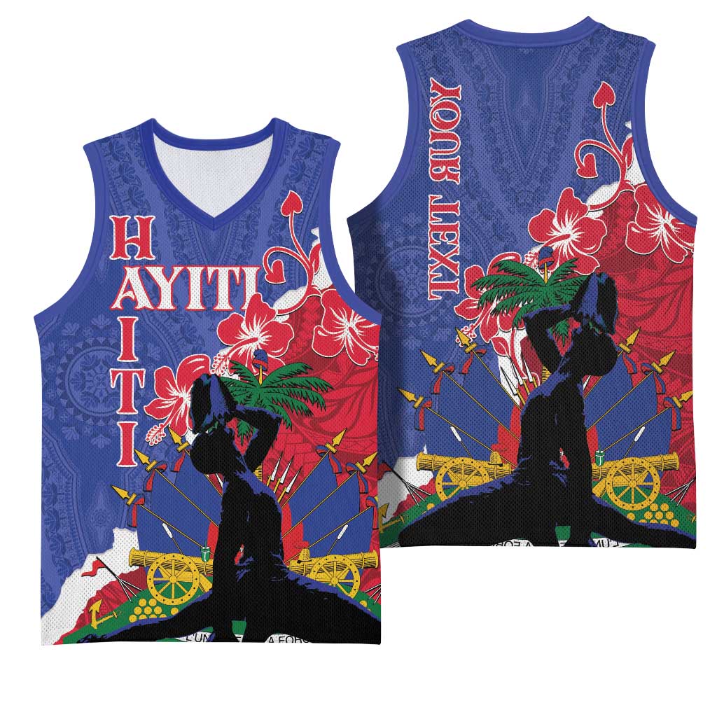 Personalised Afro Haiti Le Marron Inconnu Basketball Jersey Dashiki Mix Polynesian Pattern - African Pride