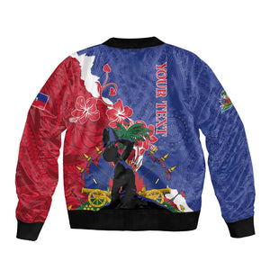 Personalised Afro Haiti Le Marron Inconnu Bomber Jacket Dashiki Mix Polynesian Pattern