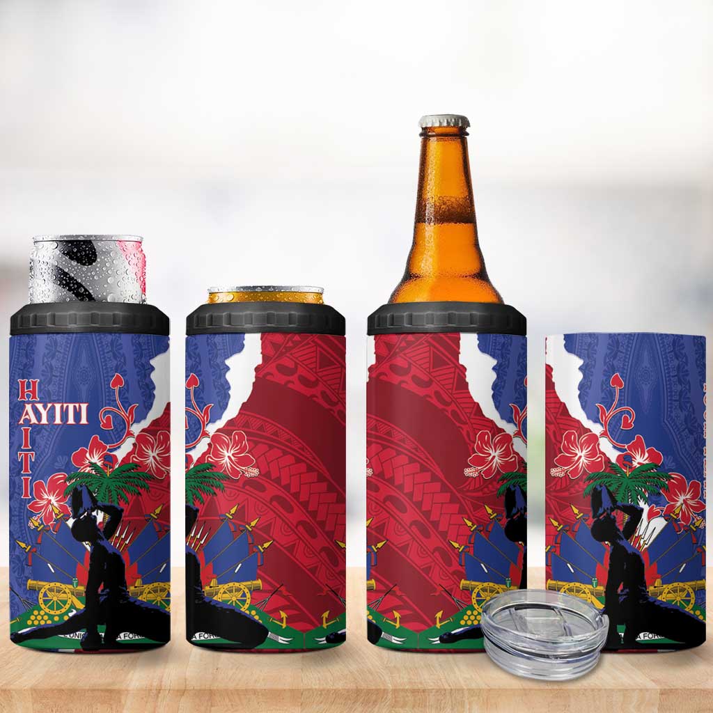 Personalised Afro Haiti Le Marron Inconnu 4 in 1 Can Cooler Tumbler Dashiki Mix Polynesian Pattern