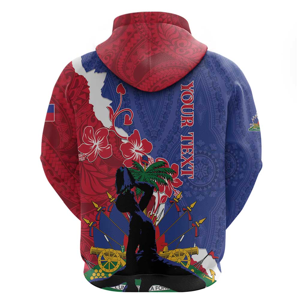 Personalised Afro Haiti Le Marron Inconnu Hoodie Dashiki Mix Polynesian Pattern