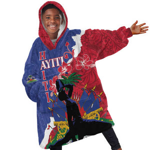 Personalised Afro Haiti Le Marron Inconnu Kid Wearable Blanket Hoodie Dashiki Mix Polynesian Pattern