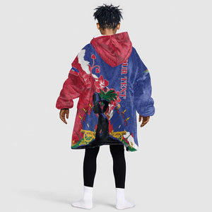 Personalised Afro Haiti Le Marron Inconnu Kid Wearable Blanket Hoodie Dashiki Mix Polynesian Pattern