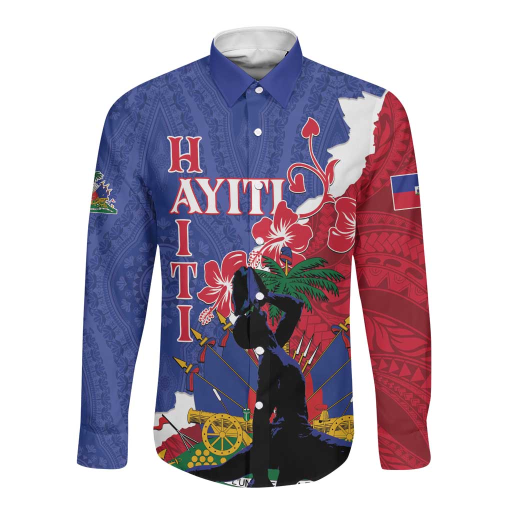 Personalised Afro Haiti Le Marron Inconnu Long Sleeve Button Shirt ...