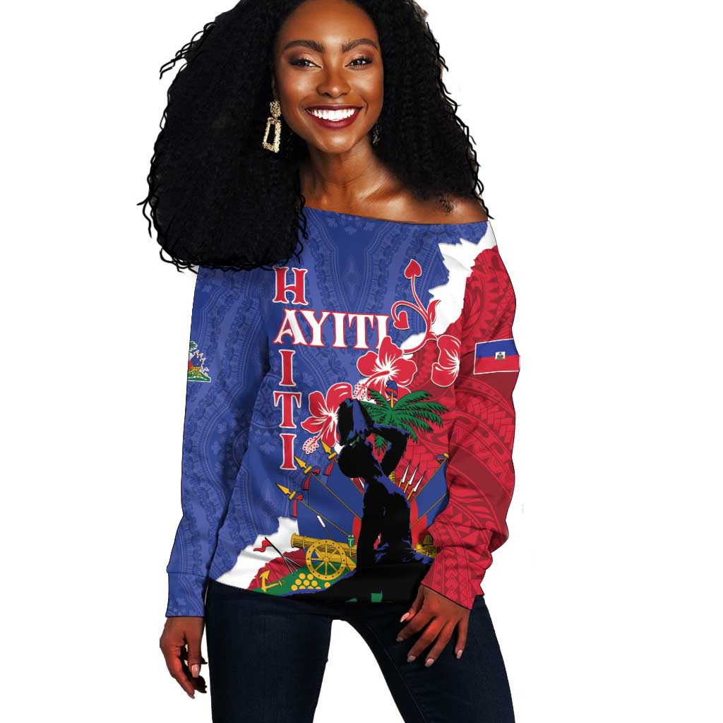 Personalised Afro Haiti Le Marron Inconnu Off Shoulder Sweater Dashiki ...