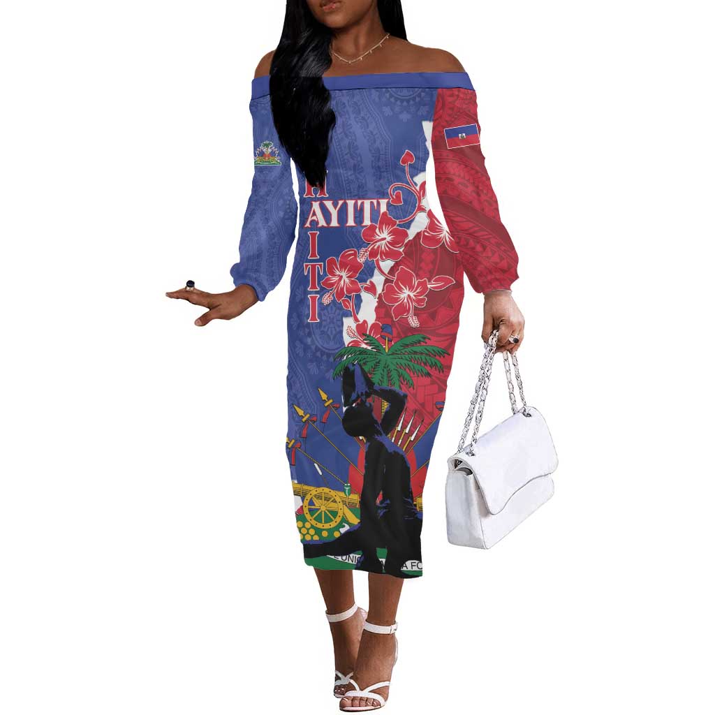 Personalised Afro Haiti Le Marron Inconnu Off The Shoulder Long Sleeve ...