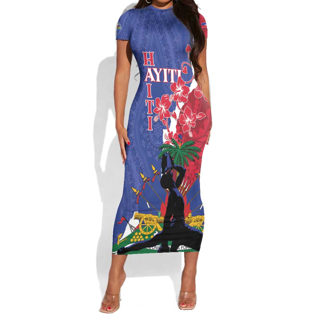 Personalised Afro Haiti Le Marron Inconnu Short Sleeve Bodycon Dress ...