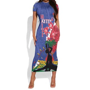 Personalised Afro Haiti Le Marron Inconnu Short Sleeve Bodycon Dress Dashiki Mix Polynesian Pattern LT01