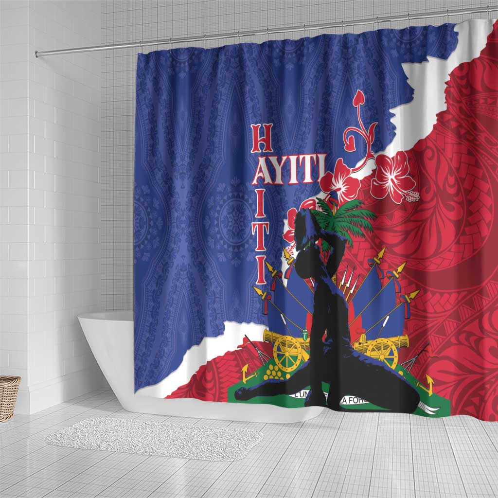 Personalised Afro Haiti Le Marron Inconnu Shower Curtain Dashiki Mix Polynesian Pattern