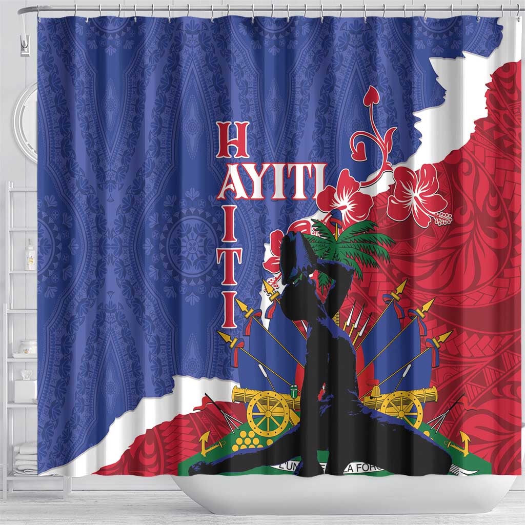 Personalised Afro Haiti Le Marron Inconnu Shower Curtain Dashiki Mix Polynesian Pattern