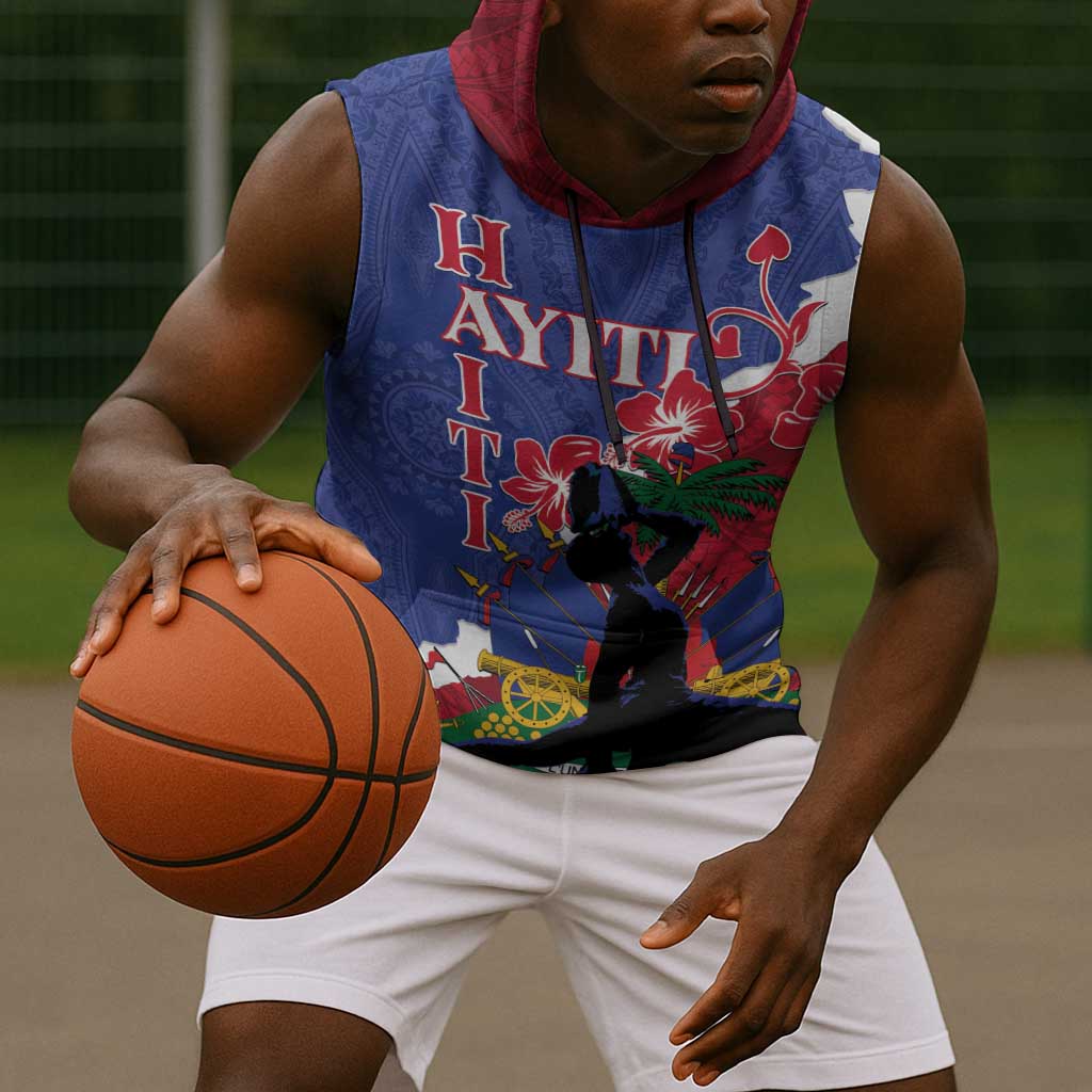 Personalised Afro Haiti Le Marron Inconnu Sleeveless Hoodie Dashiki Mix Polynesian Pattern - African Pride
