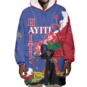 Personalised Afro Haiti Le Marron Inconnu Wearable Blanket Hoodie Dashiki Mix Polynesian Pattern