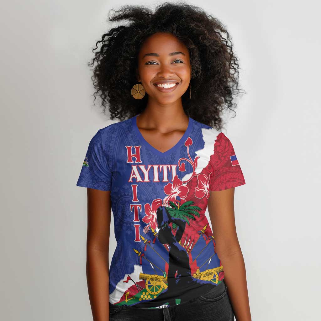 Personalised Afro Haiti Le Marron Inconnu Women V-Neck T-Shirt Dashiki ...