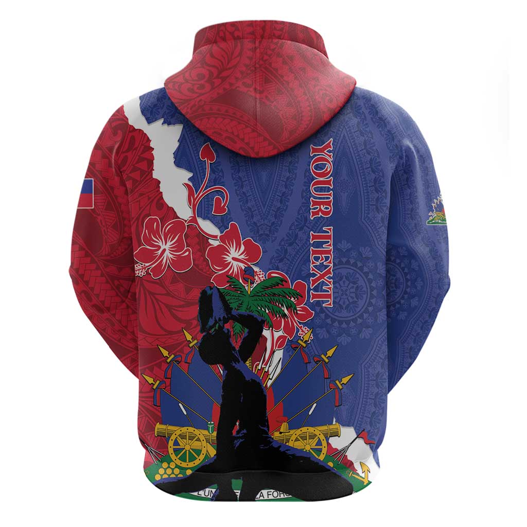 Personalised Afro Haiti Le Marron Inconnu Zip Hoodie Dashiki Mix Polynesian Pattern