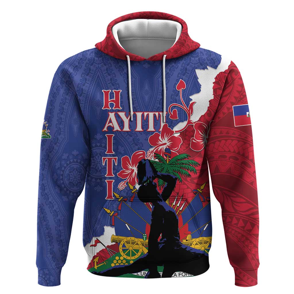 Personalised Afro Haiti Le Marron Inconnu Zip Hoodie Dashiki Mix Polynesian Pattern