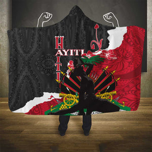 Personalised Afro Ayiti Neg Marron Hooded Blanket Dashiki Mix Polynesian Pattern