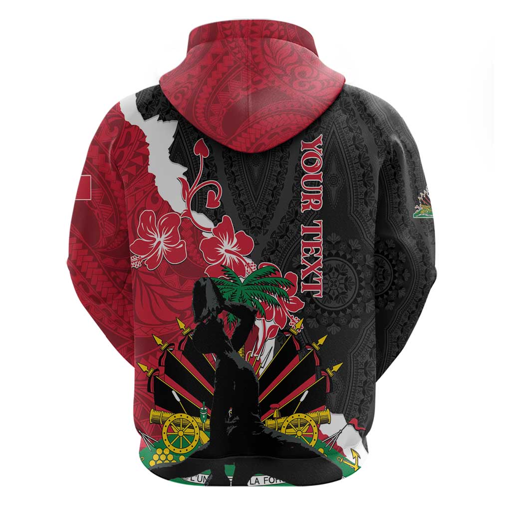 Personalised Afro Ayiti Neg Marron Hoodie Dashiki Mix Polynesian Pattern